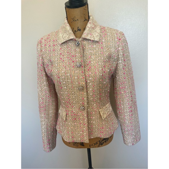 Vintage Jackets & Blazers - Vintage Pink Tweed Jacket